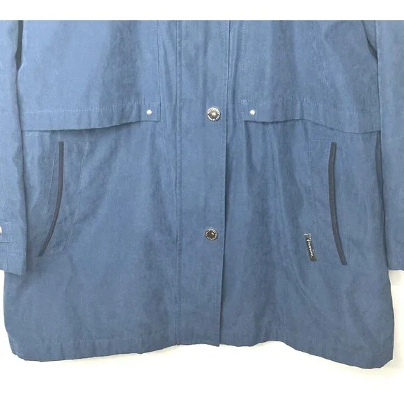Vintage Womens London Fog Faux Suede Sanchita Jacket Drawstring Waist Blue Sz 1X - Picture 4 of 15